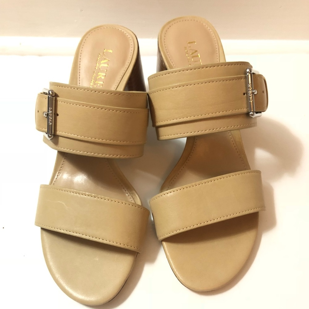 NEW Ralph Lauren Nude Beige Chunky Pumps Sandal 8
